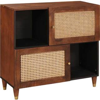 Sideboard Brun 80 x 33.5 x 75 cm Rattan og solid mango træ