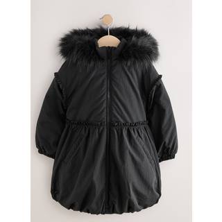 Next Black Shower Resistant Puffball Hem Wadded Coat (3-16yrs)