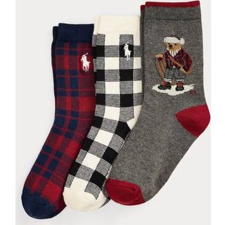 Polo Ralph Lauren Polo Ralph Lauren Grey Kids Holiday Bear Check Socks 3 Pack