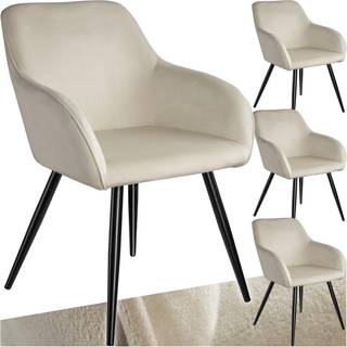 Stol Marilyn velour - creme/sort,Sæt med 4 stk.