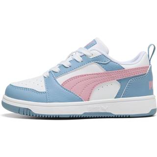 PUMA Rebound V6 Lo Kids&#39; Sneakers, Shoes, White/Poised Pink/Cool Blue, 29