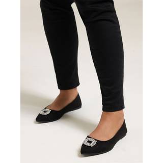Yours Curve Yours Curve Black Extra Wide Fit Flat Point Diamante Pumps