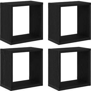 Væghylde med hylde Vægmonteret Sort eg Konstrueret træ