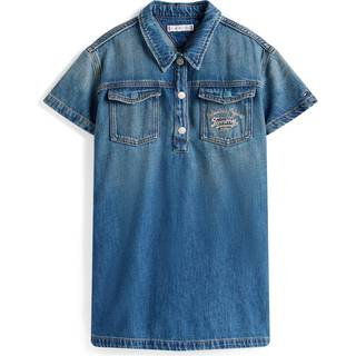 Logo Embroidery Short Sleeve Denim Dress