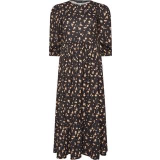 PixieGirl Petite PixieGirl Petite Black Ditsy Tiered Hem Midi Dress - EU 34 Petite (UK 6 P)