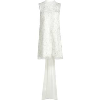 Self-Portrait Bridal bow-detail beaded satin minidress - white - XXXS