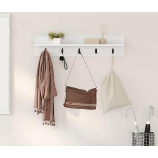 Vægmonteret Jakkeholder Hvid 80 x 10.5 x 18 cm Konstrueret træ