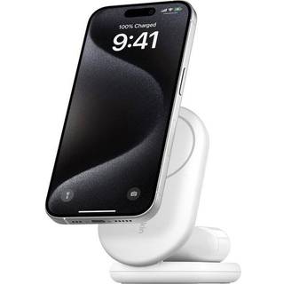 Belkin BoostCharge Qi2 2-i-1 magnetisk foldbar trådløs oplader 15 W, hvid