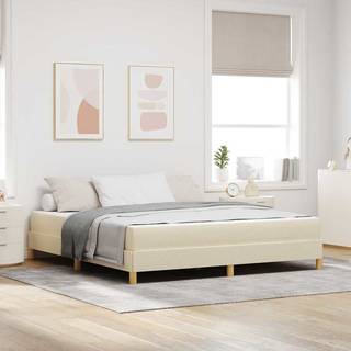 Box Spring Seng Creme Og Brun 180 X 200 Cm