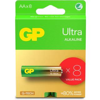 GP Ultra Alkaline AA-batteri, 15AU/LR6, 8-pak