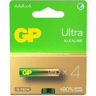 GP Ultra Alkaline AAA batteri, 24AU/LR03, 4-pak