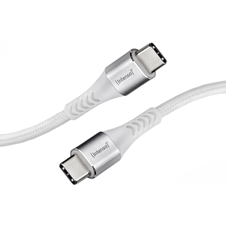 Intenso® USB-C 3.0 til USB-C lade- og datakabel, tekstil, hvid, 1,5m