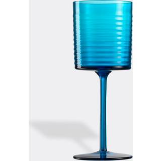 NasonMoretti Glassware - 'Gigolo' water glass, striped aquamarine in Aquamarine 100% Murano Glass
