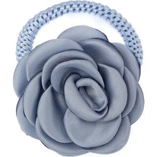 Dark Satin Rose Hair Tie Light Blue