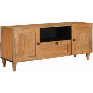 TV-skab med skuffe Lysebrun 105 x 33 x 46 cm Massivt mangotræ