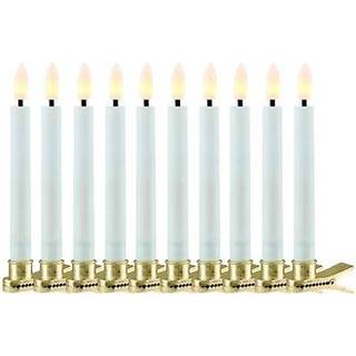 Sirius sille voks juletræslys ø1,5cm h10cm 10-pak med fjernbetjening hvid