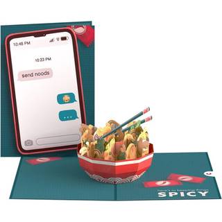 LovePop Everyday Pop -Up Card for Hem - 3D Love Novelty lykønskningskort - Spicy Noodles Send Noods - 5 """" X 7 """" - Blank Notecard & Convolut ink