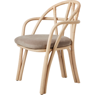 Gubi Bistra Spisebordsstol Med Armlæn Natural Lakeret Rattan/Fustagno Limonta 002