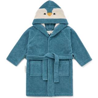 Liewood Penguin cotton terry bathrobe - blue - Y 1/2