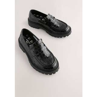 Next Black Patent Crocodile Effect School Loafers - EU 35.5 (UK 3)