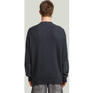 Woven Mix Knit Pullover - Dark blue - Men