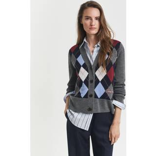 GANT Dame Argyle cardigan med V-hals (M)