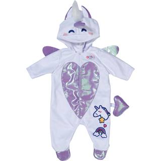 BABY Born Unicorn Onesie - hvid og lilla enhjørningedragt til dukke 43 cm