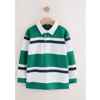 Next Green/White Long Sleeve Rugby 100% Cotton Polo Shirt (3-16yrs) - 98104cm