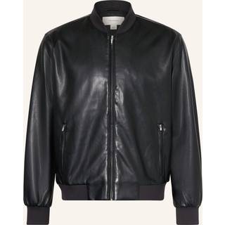 Faux Leather Bomber Jacket - Black - XXL