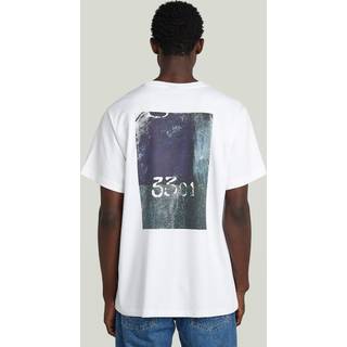 Back Photo Print Loose T-Shirt - white denim - Men