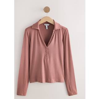 Next Pink N. Premium Long Sleeve Collar Polo Top - 34