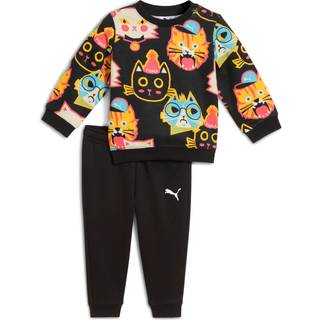 PUMA Minicats Moody Cat AOP Crew Set Toddlers, Clothing, Black, 2-3Y