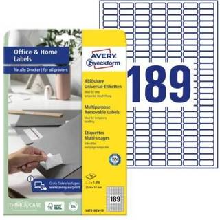Avery L4731REV-10 Aftagelige universaletiketter 25,4x10mm 10ark