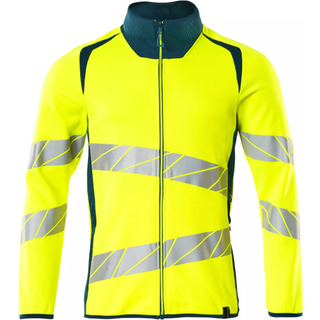 MASCOT ACCELERATE SAFE sweatshirt med lynlås, hi-vis gul/mørk petroleum - L
