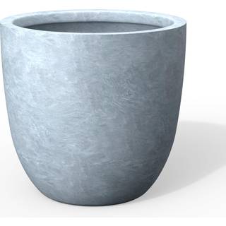 Kante Rund Beton Plantekasse Store Udendrs Indendrs Havepotter med Drnhul 14-Tommer Diameter Blomsterpotter til Patio Have og Hjem Skifergr