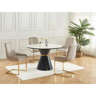 Sæt med 2 stole i fløjl og forgyldt metal - Beige - BERLONA