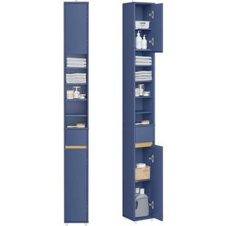 SoBuy Badeværelsessøjle - Vandafvisende MDF skab med skuffe, Mørkeblå