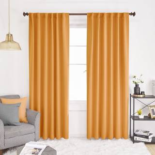 Deconovo Extra långa blackout -gardiner W52 X L108 tum Orange Flame 1 Par Back Tab och Rod Pocket Thermal Isolated Room Darking Curtain för sovru