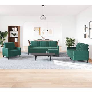 sofasæt 4 dele med hynder velour mørkegrøn