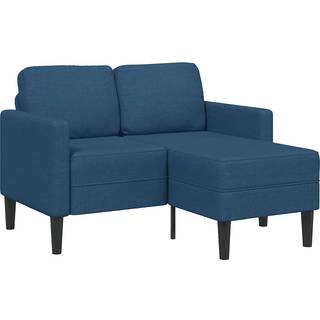 2-personers sofa med chaiselong L-formet 125 cm stof blå
