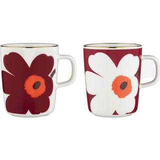 Marimekko Oiva Juhla Unikko Krus 25 Cl 2-pak - Kaffekopper Stentøj Hvid - 074540-132