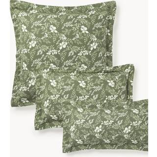 Pudebetræk med bladprint Pola med kant