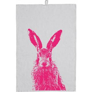 Linned viskestykke med markhare, håndtrykt