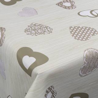 Tekstil voksdug - 140 cm bred - På metermål - Brown Hearts - Voksdug med akrylbelægning