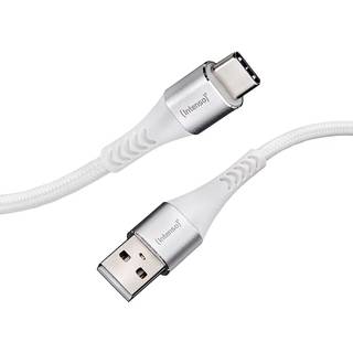 Intenso® USB-A 3.0 til USB-C lade- og datakabel, tekstil, hvid, 1,5m