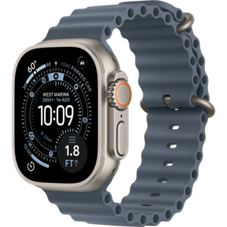 Apple Watch Ultra 3GPS + Cellular49mmNatural Titanium Anchor Blue Ocean Band MEWH4 - Unisex - 49 mm - Smartwatch - Quartz m. Oplader
