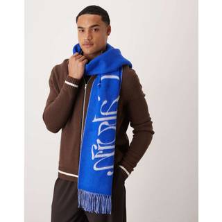 Warm Soft Wool Logo Scarf - Grey - One Size