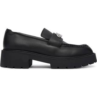 Leather Chunky Apron Toe Loafers - Black - EU 37