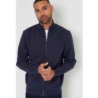 Threadbare Threadbare Navy Funnel Quarter Zip Through Sweatshirt