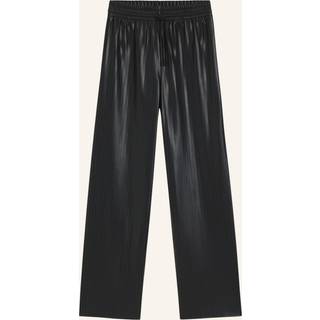 Relaxed fit bukser med vide ben i imiteret læder med striber